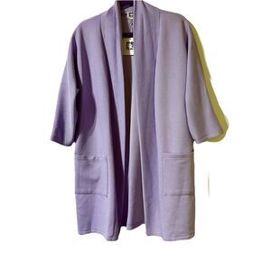 Anne Klein Open Front Cardigan Ribbed Sweater Women's Size S Lavender Purple NWT